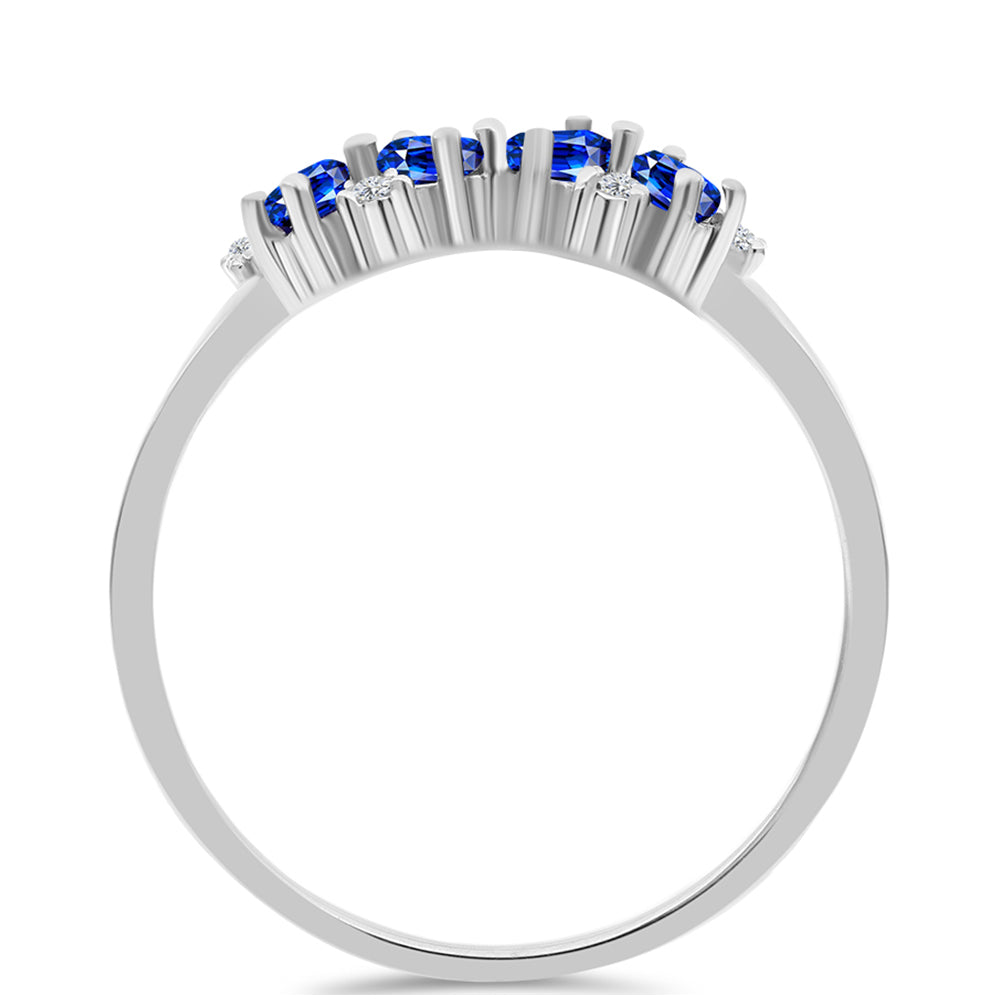 Stříbro 925/1000 - Prsten s Australským Modrým Safírem a Bílým Topazem - Karátové číslo: 0.6. přibližná hmotnost: 2.02 gramů