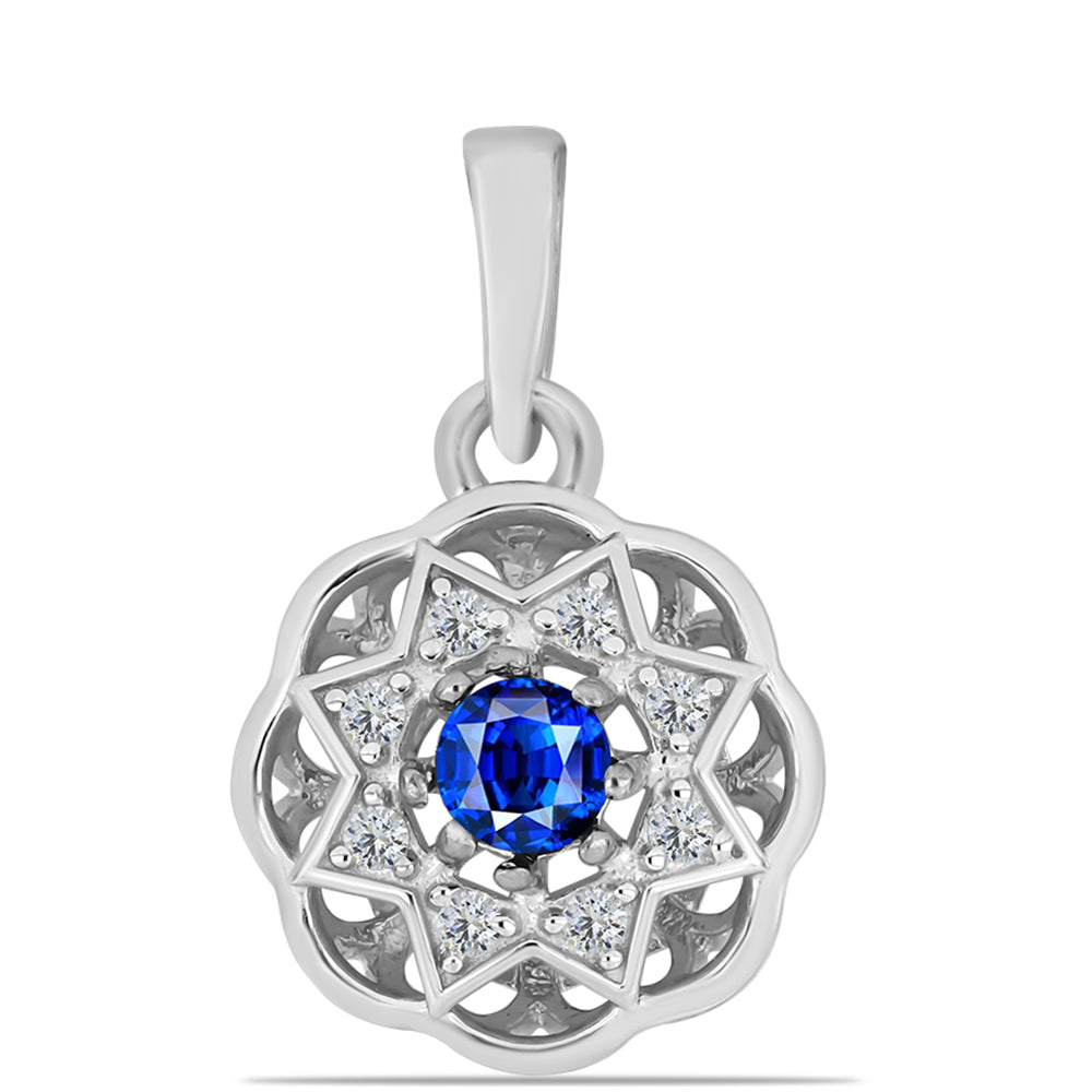 Stříbro 925/1000 - Přívěsek s Australským Modrým Safírem a Bílým Topazem - Karátové číslo: 0.22. přibližná hmotnost: 0.93 gramů