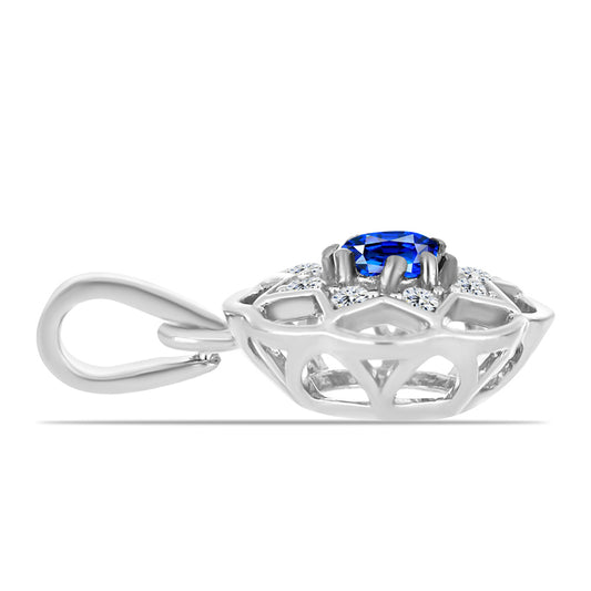 Stříbro 925/1000 - Přívěsek s Australským Modrým Safírem a Bílým Topazem - Karátové číslo: 0.22. přibližná hmotnost: 0.93 gramů