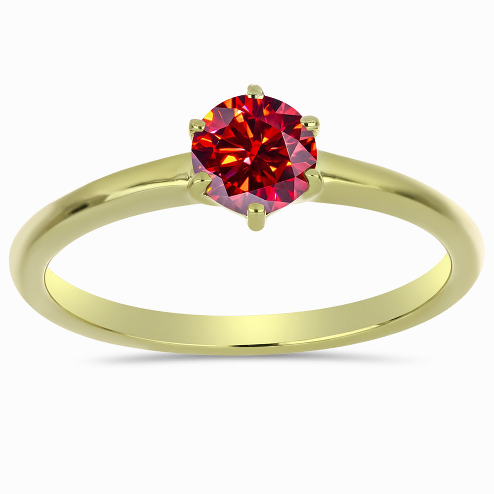 Pozlacený Stříbrný Prsten s Majestátním červeným moissanitem 3 