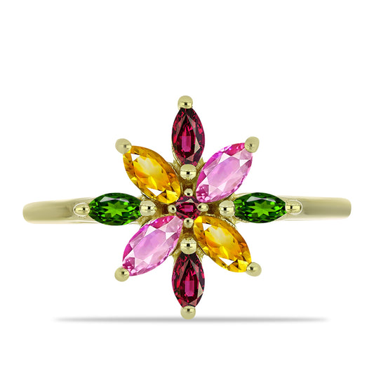 Pozlacený Stříbrný Prsten s Chakra Turmalínem