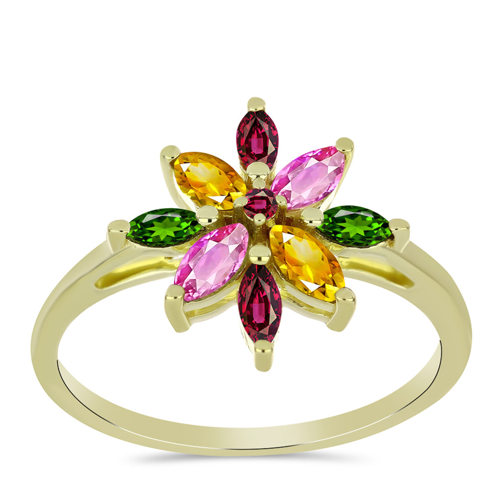 Pozlacený Stříbrný Prsten s Chakra Turmalínem