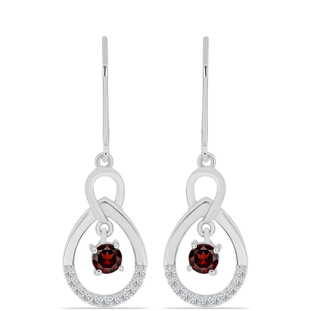 Stříbro 925/1000 Náušnice s Bartonským Granátem a Bílým Topazem - Karátové číslo: 0.86. přibližná hmotnost: 3.17 gramů 1 