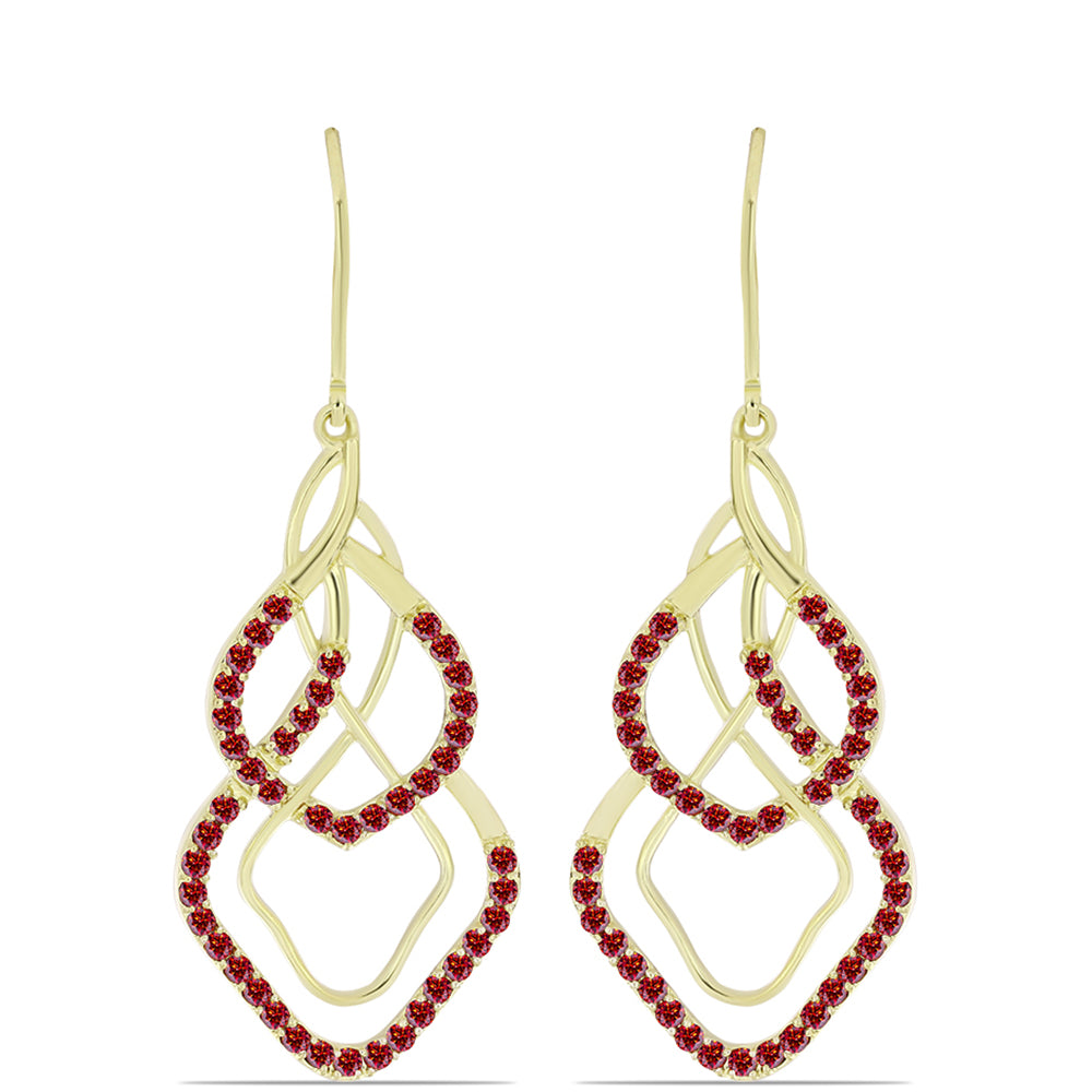 Pozlacené Stříbrné Náušnice s Majestátním červeným moissanitem 1 