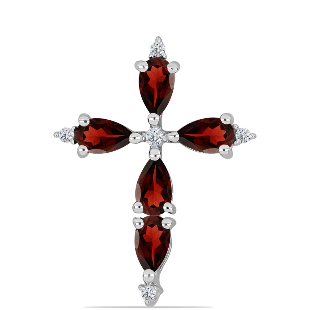 Stříbro 925/1000 - Přívěsek s Bartonským Granátem a Bílým Topazem - Karátové číslo: 1.49. přibližná hmotnost: 1.41 gramů 1 