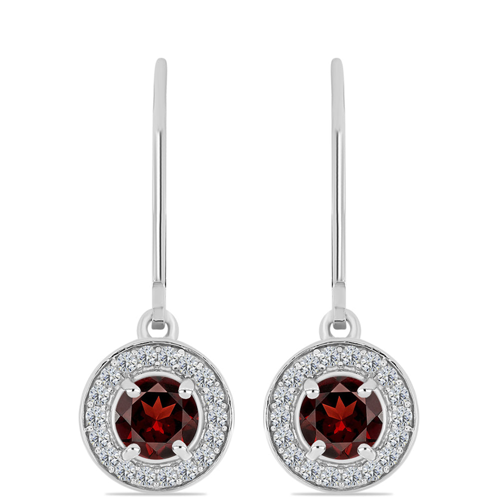 Stříbrné Náušnice s Bartonským Granátem a Bílým Topazem 1 
