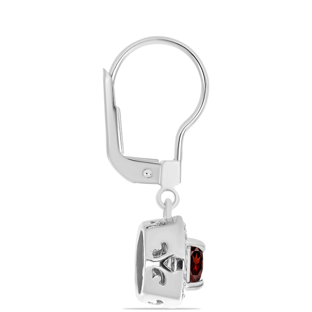 Stříbrné Náušnice s Bartonským Granátem a Bílým Topazem 2 