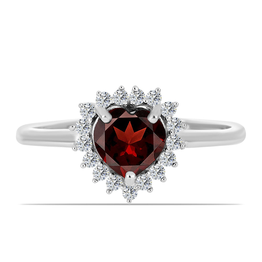 Stříbro 925/1000 - Prsten s Bartonským Granátem a Bílým Topazem - Karátové číslo: 1.64. přibližná hmotnost: 2.69 gramů 1 