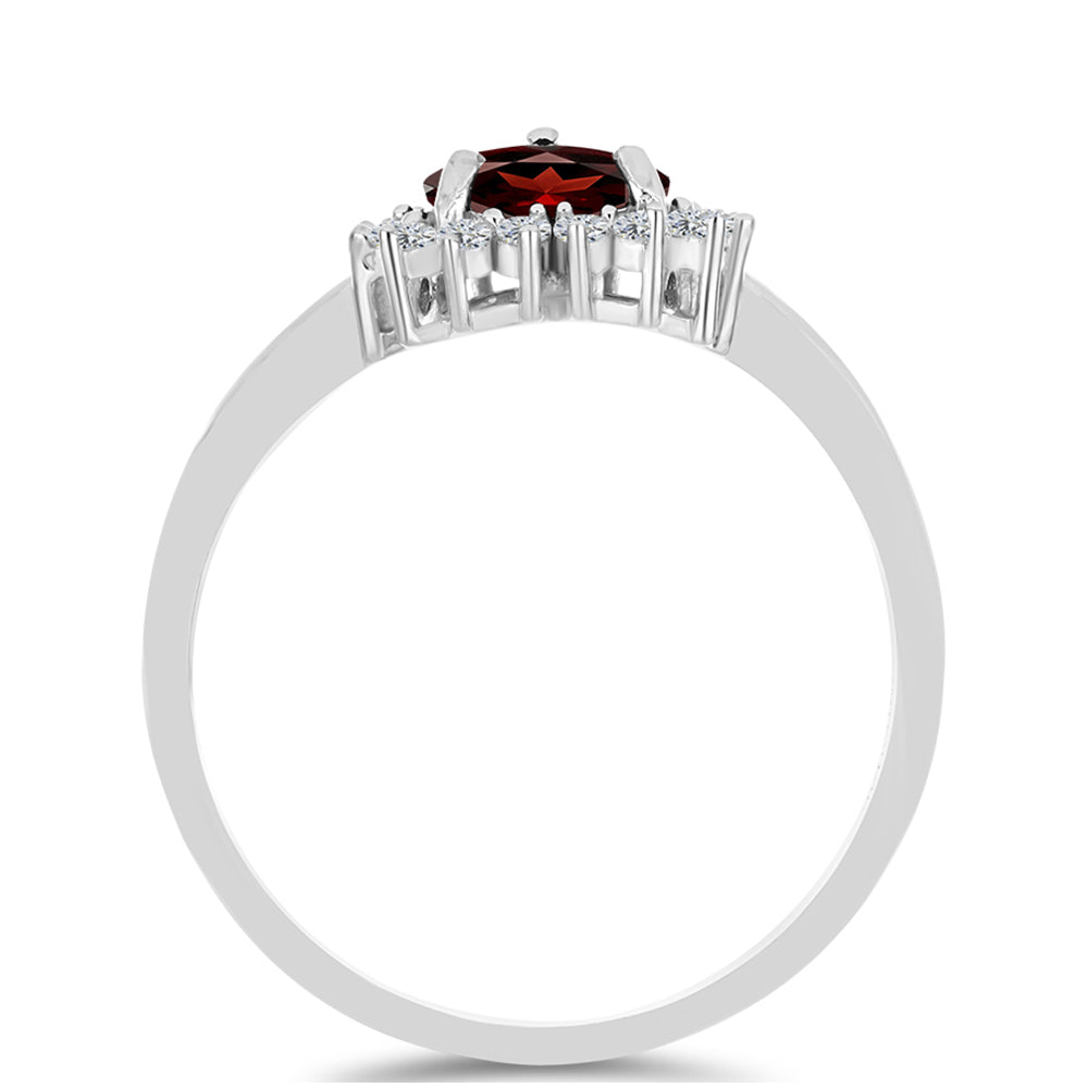 Stříbro 925/1000 - Prsten s Bartonským Granátem a Bílým Topazem - Karátové číslo: 1.64. přibližná hmotnost: 2.69 gramů