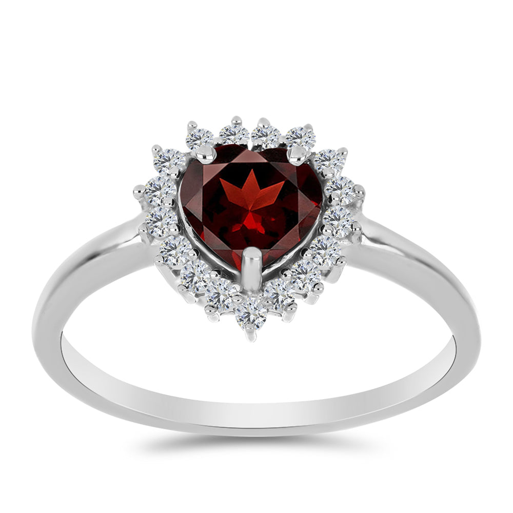 Stříbro 925/1000 - Prsten s Bartonským Granátem a Bílým Topazem - Karátové číslo: 1.64. přibližná hmotnost: 2.69 gramů 3 