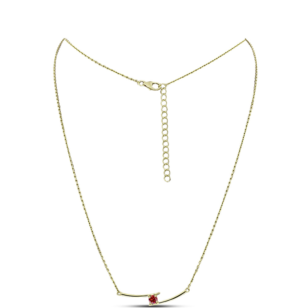 Pozlacené stříbro 925/1000 Náhrdelník s Majestátním červeným moissanitem - Karátové číslo: 0.23. přibližná hmotnost: 3.21 gramů 1 
