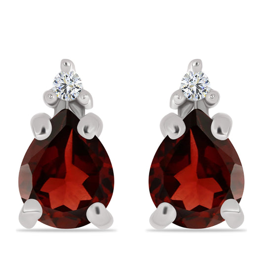 Stříbrné Náušnice s Bartonským Granátem a Bílým Topazem