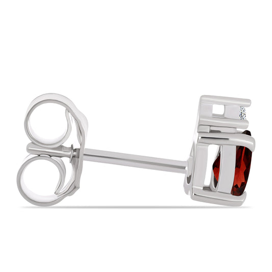 Stříbrné Náušnice s Bartonským Granátem a Bílým Topazem