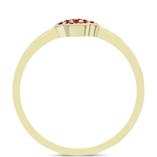 Pozlacené stříbro 925/1000 Prsten s Majestátním červeným moissanitem - Karátové číslo: 0.13. přibližná hmotnost: 1.93 gramů