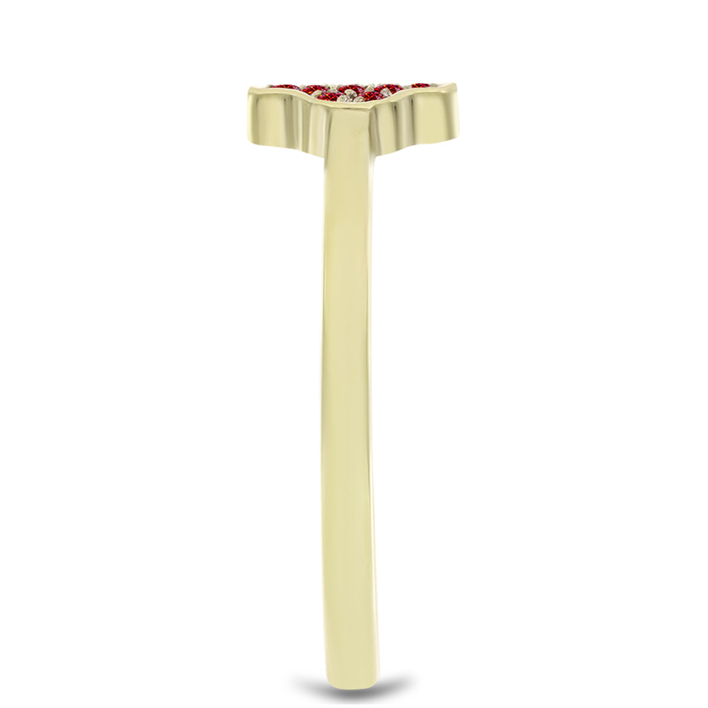 Pozlacené stříbro 925/1000 Prsten s Majestátním červeným moissanitem - Karátové číslo: 0.13. přibližná hmotnost: 1.93 gramů 4 