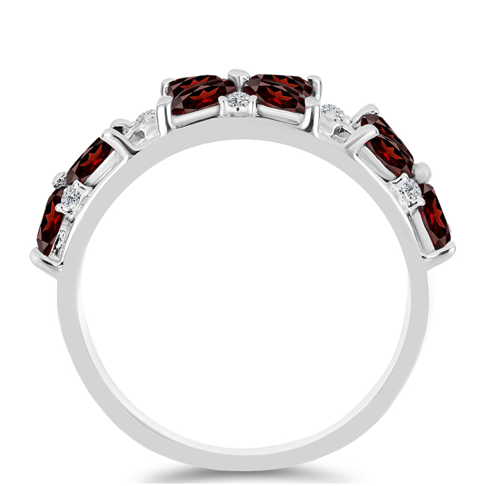 Stříbrný Prsten s Bartonským Granátem a Bílým Topazem 2 