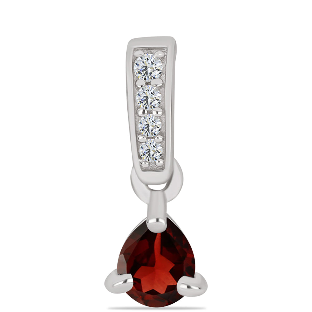 Stříbro 925/1000 - Přívěsek s Bartonským Granátem a Bílým Topazem - Karátové číslo: 0.43. přibližná hmotnost: 0.75 gramů 1 