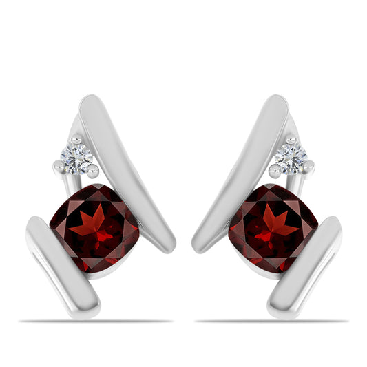 Stříbrné Náušnice s Bartonským Granátem a Bílým Topazem