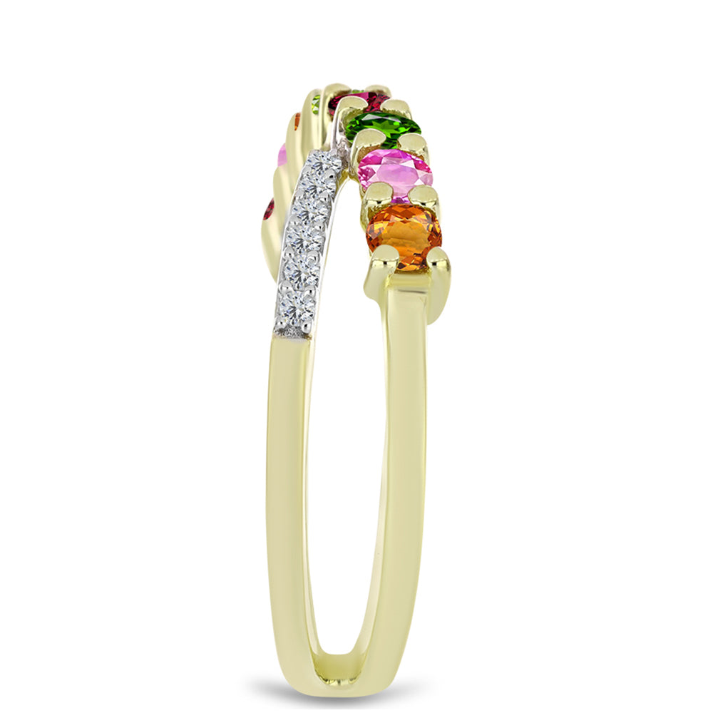 Pozlacený Stříbrný Prsten s Chakra Turmalínem a Bílým Topazem 4 