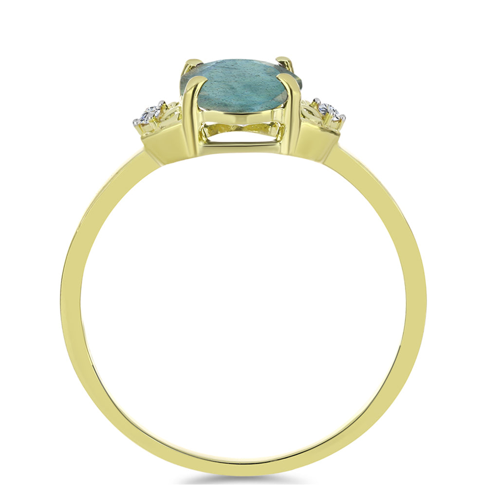 Pozlacený Stříbrný Prsten s Labradoritem a Bílým Topazem 2 