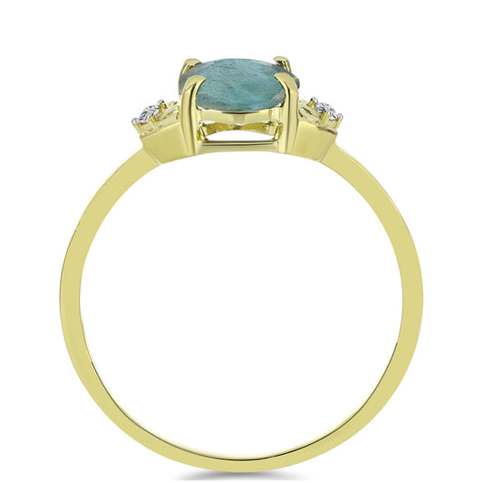 Pozlacený Stříbrný Prsten s Labradoritem a Bílým Topazem