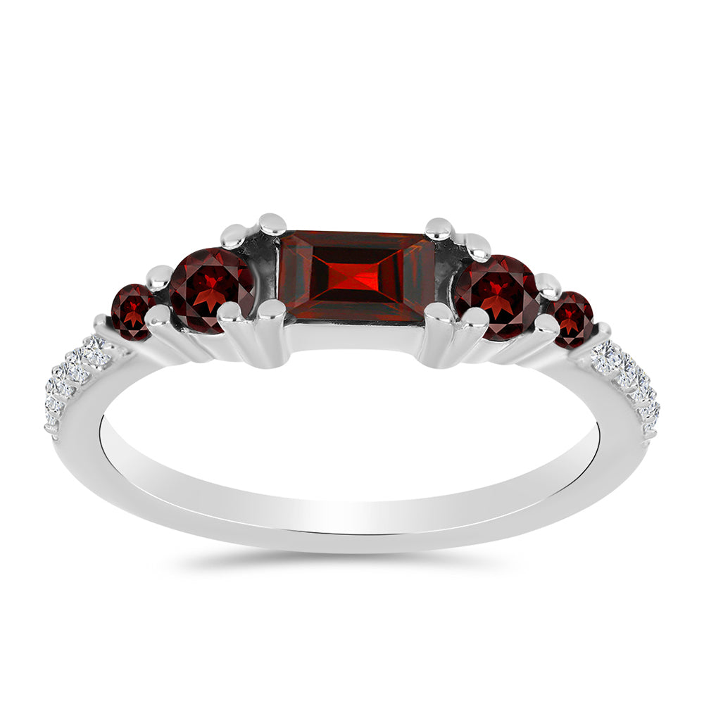 Stříbro 925/1000 - Prsten s Bartonským Granátem a Bílým Topazem - Karátové číslo: 0.85. přibližná hmotnost: 2.04 gramů 3 