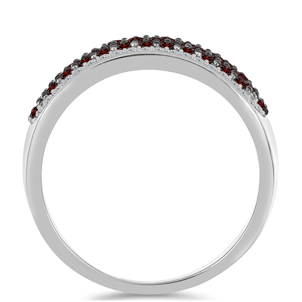 Stříbrný Prsten s Bartonským Granátem a Bílým Topazem