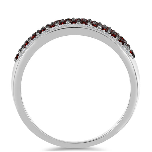 Stříbrný Prsten s Bartonským Granátem a Bílým Topazem