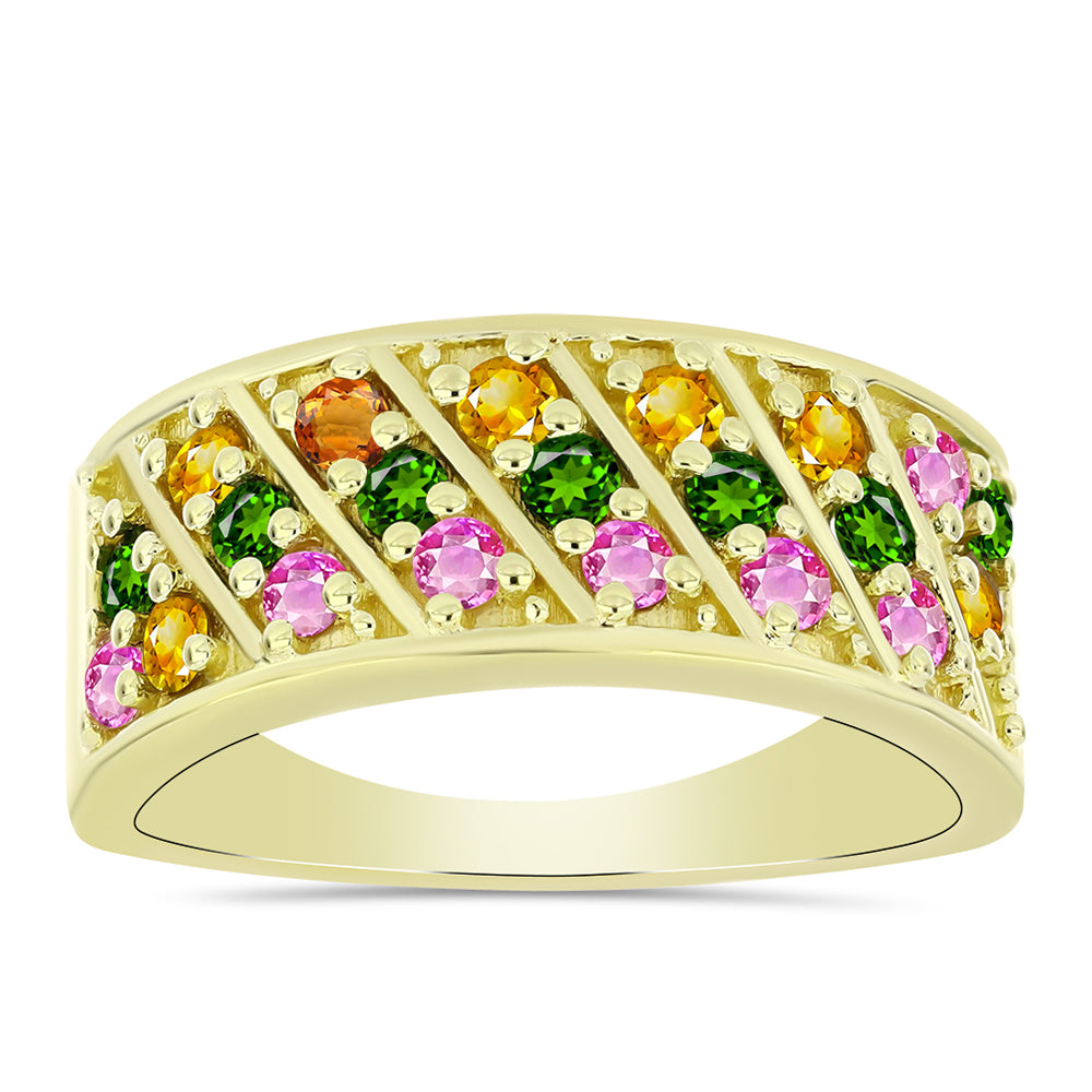 Pozlacený 925 / 1000 Sterlingové Stříbro Prsten s Chakra Turmalínem 1 