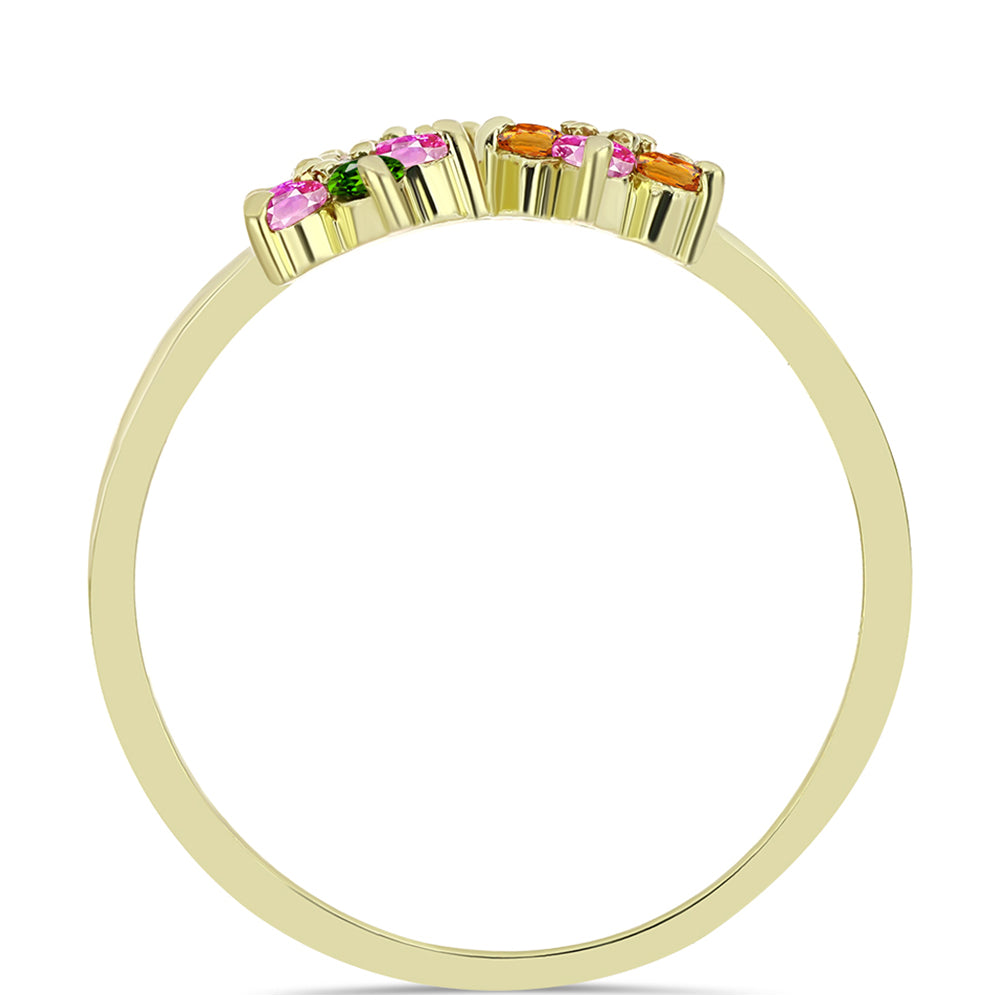 Pozlacené Stříbro 925/1000 - Prsten s Chakra Turmalínem - Karátové číslo: 0.73. přibližná hmotnost: 2.66 gramů