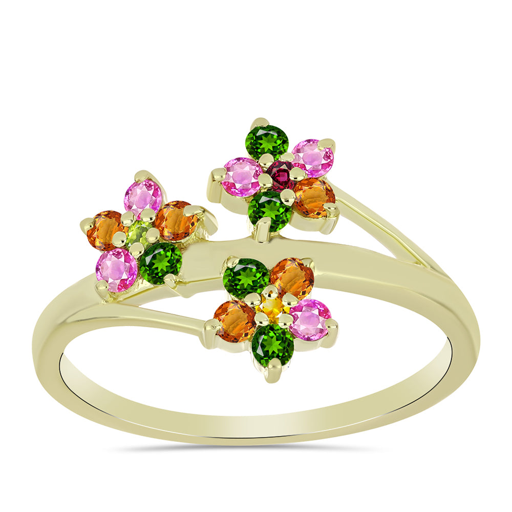 Pozlacené Stříbro 925/1000 - Prsten s Chakra Turmalínem - Karátové číslo: 0.73. přibližná hmotnost: 2.66 gramů 3 