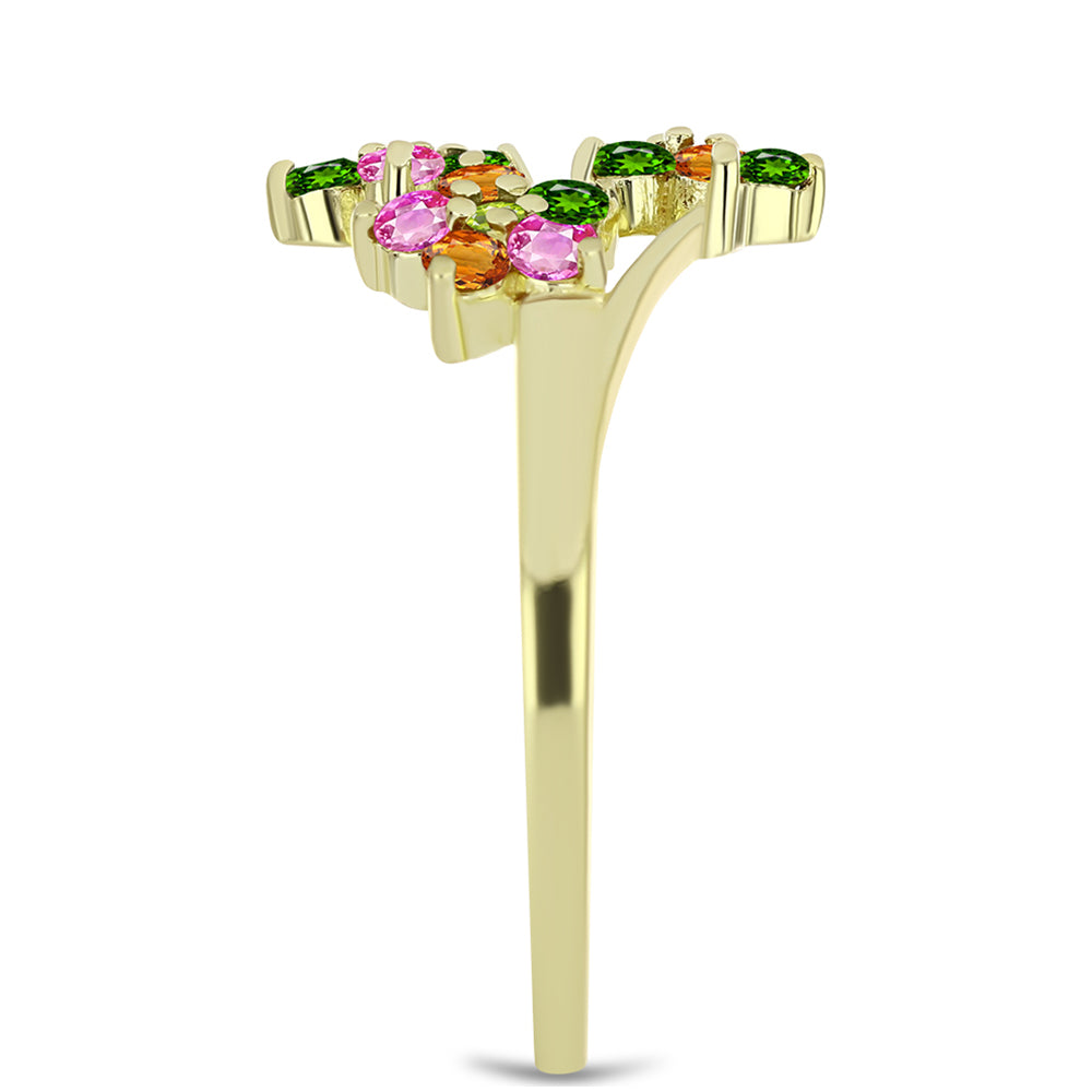 Pozlacené Stříbro 925/1000 - Prsten s Chakra Turmalínem - Karátové číslo: 0.73. přibližná hmotnost: 2.66 gramů 4 