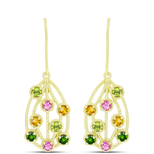 Pozlacené stříbro 925/1000 Náušnice s Chakra Turmalínem - Karátové číslo: 1.39. přibližná hmotnost: 5.2 gramů