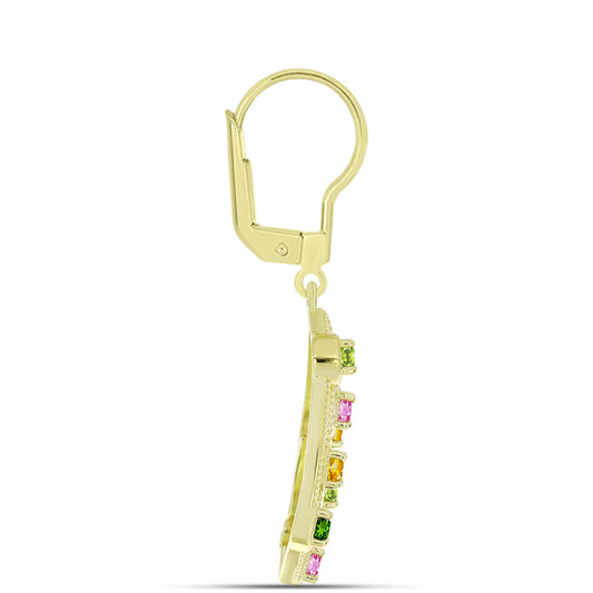 Pozlacené stříbro 925/1000 Náušnice s Chakra Turmalínem - Karátové číslo: 1.39. přibližná hmotnost: 5.2 gramů