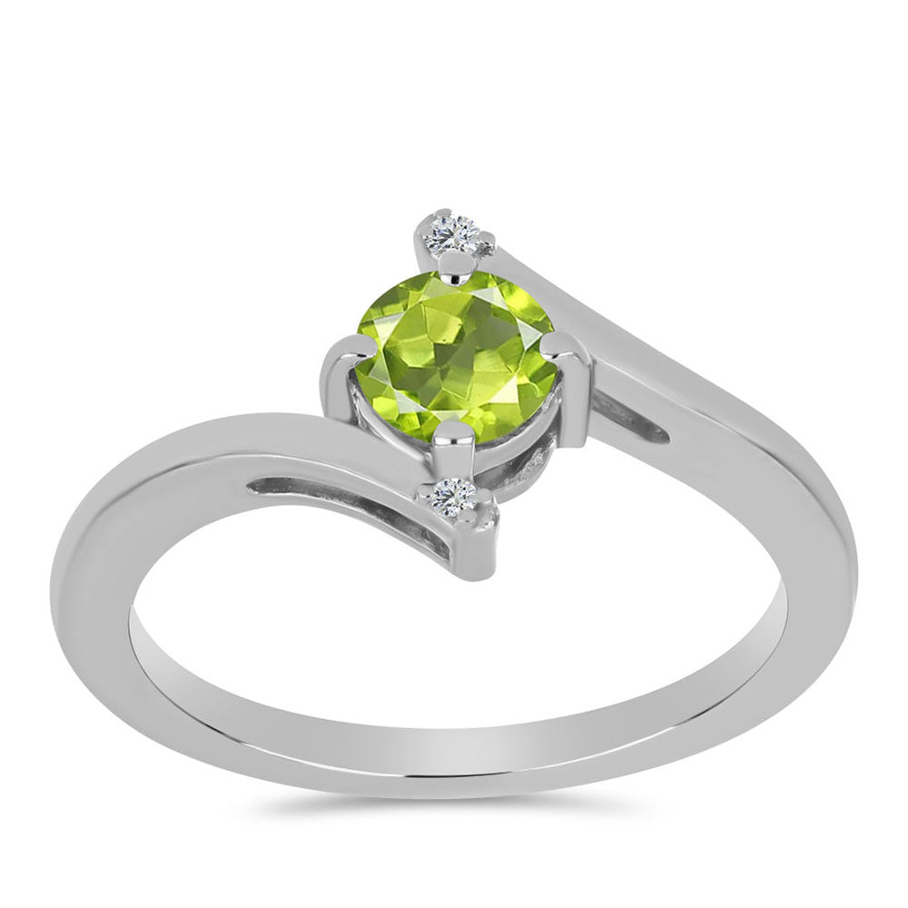 Stříbro 925/1000 - Prsten s Čchang-pajským Peridotem a Bílým Topazem - Karátové číslo: 0.56. přibližná hmotnost: 2.22 gramů 3 
