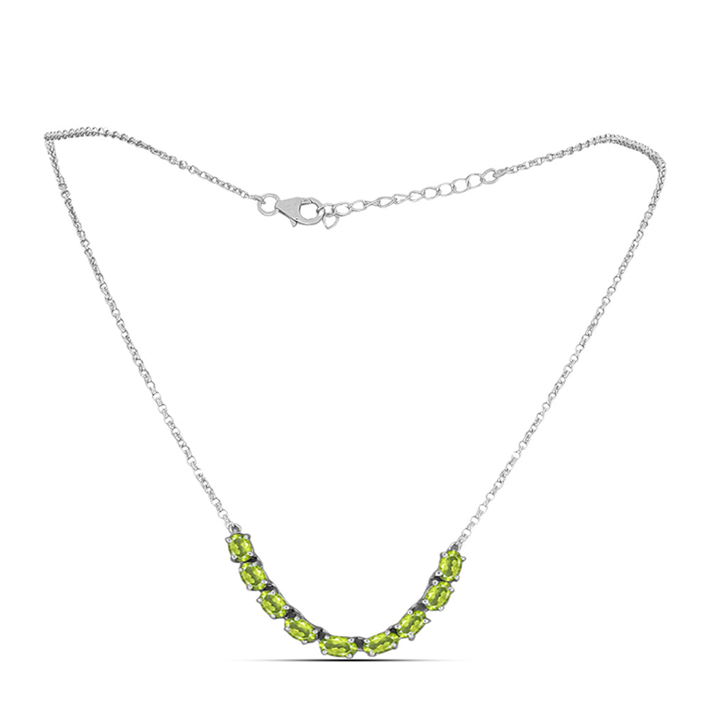 925 / 1000 Sterlingové Stříbro Náhrdelník s Čchang-pajským Peridotem 1 