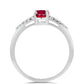 Stříbro 925/1000 - Prsten s Madagaskarským Rubínem a Bílým Topazem - Karátové číslo: 1.18. přibližná hmotnost: 1.69 gramů