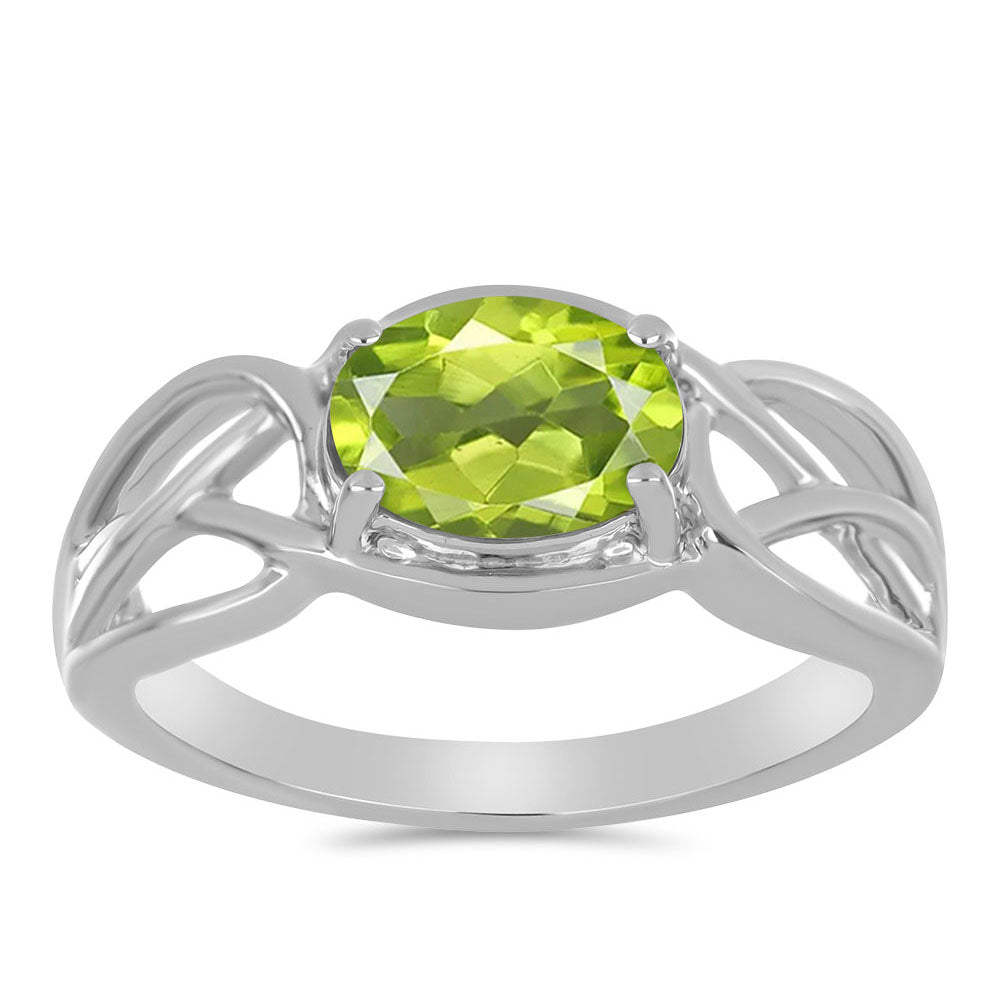 Stříbro 925/1000 - Prsten s Čchang-pajským Peridotem - Karátové číslo: 1.29. přibližná hmotnost: 2.9 gramů