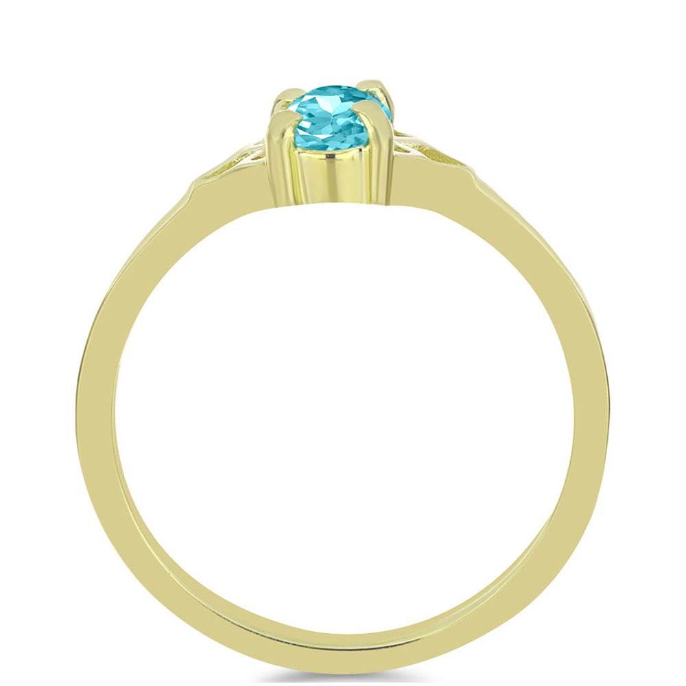 Pozlacené Stříbro 925/1000 - Prsten s Paraiba Křemenem - Karátové číslo: 0.39. přibližná hmotnost: 1.51 gramů 2 