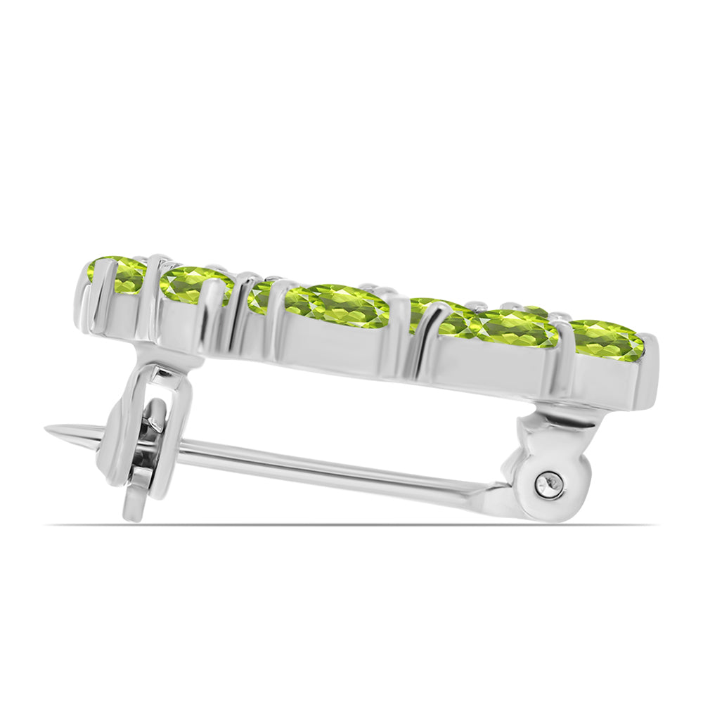 Stříbrný Brož s Čchang-pajským Peridotem