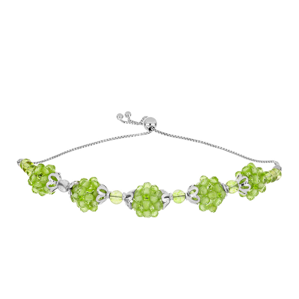 Stříbrný Náramek s Čchang-pajským Peridotem 1 