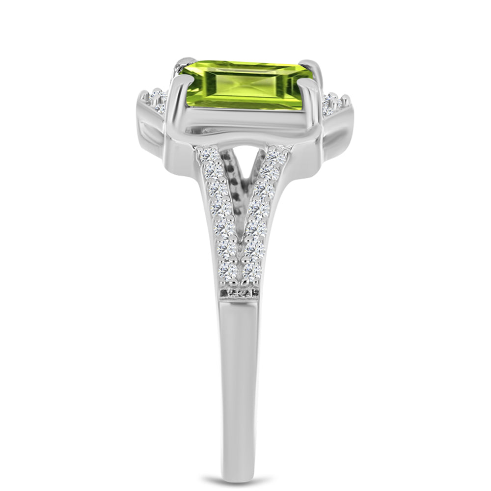 Stříbro 925/1000 - Prsten s Čchang-pajským Peridotem a Bílým Topazem - Karátové číslo: 1.28. přibližná hmotnost: 2.73 gramů 4 