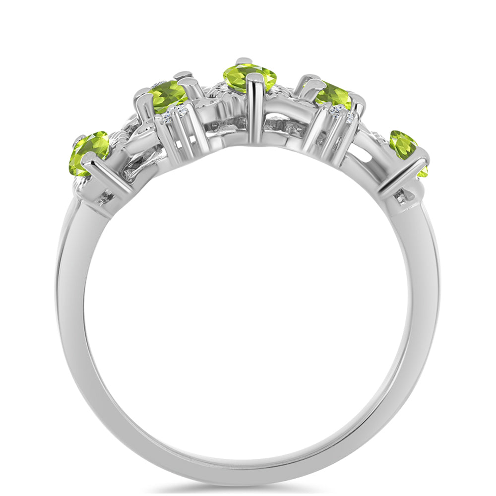 Stříbro 925/1000 Prsten s Čchang-pajským Peridotem a Bílým Topazem - Karátové číslo: 1.14. přibližná hmotnost: 3.93 gramů 6 