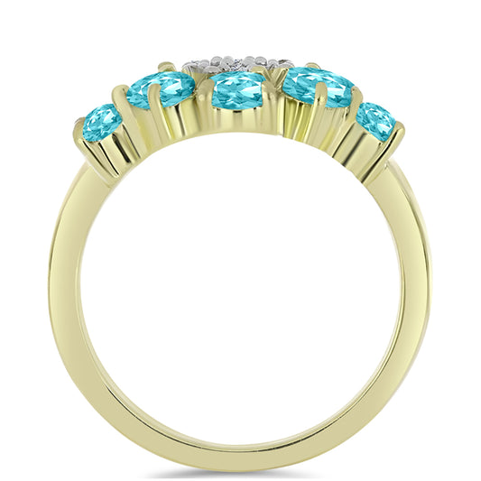 Pozlacený Stříbrný Prsten s Paraiba Křemenem a Bílým Topazem