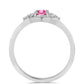 Stříbro 925/1000 Prsten s Růžovým Turmalínem z Pelmadulla a Bílým Topazem - Karátové číslo: 0.6. přibližná hmotnost: 2.13 gramů