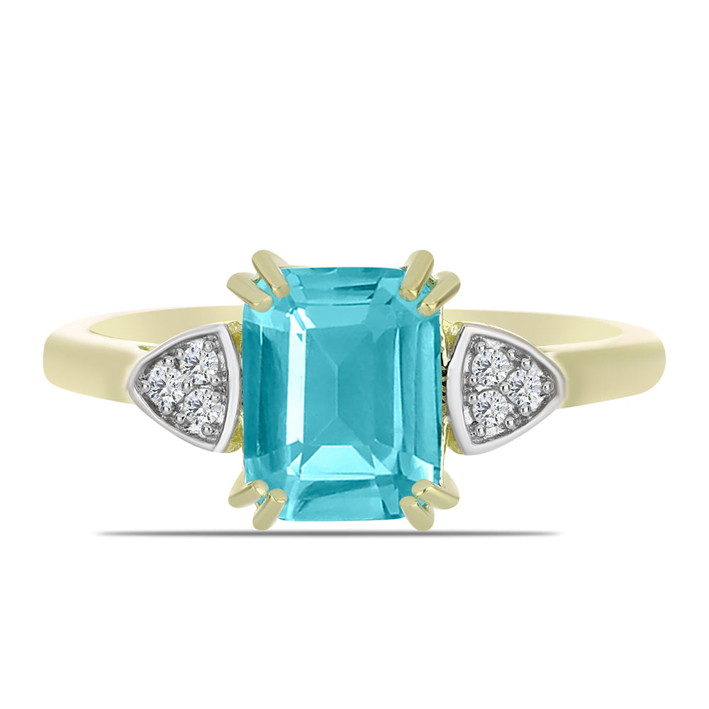 Pozlacený Stříbrný Prsten s Paraiba Křemenem a Bílým Topazem 1 