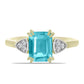 Pozlacený Stříbrný Prsten s Paraiba Křemenem a Bílým Topazem