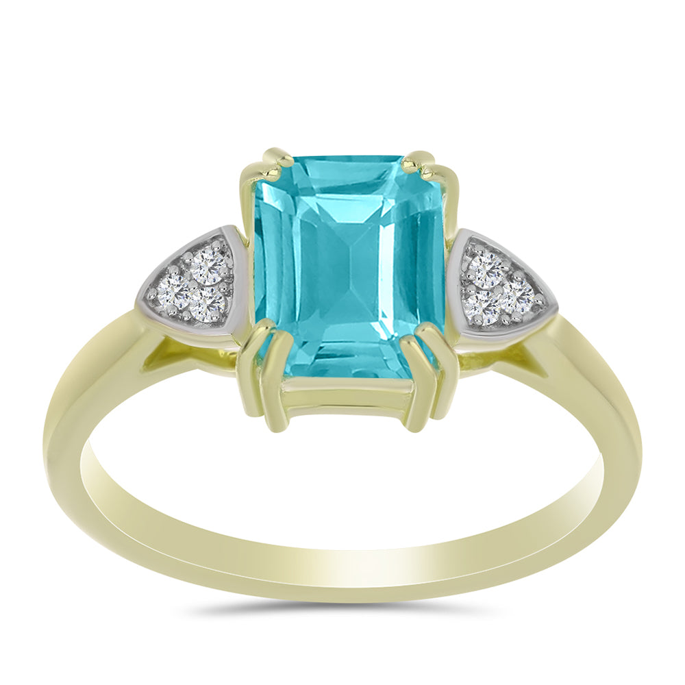 Pozlacený Stříbrný Prsten s Paraiba Křemenem a Bílým Topazem