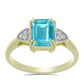 Pozlacený Stříbrný Prsten s Paraiba Křemenem a Bílým Topazem