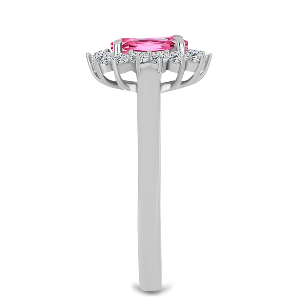 Stříbrný Prsten s Růžovým Turmalínem z Pelmadulla a Bílým Topazem